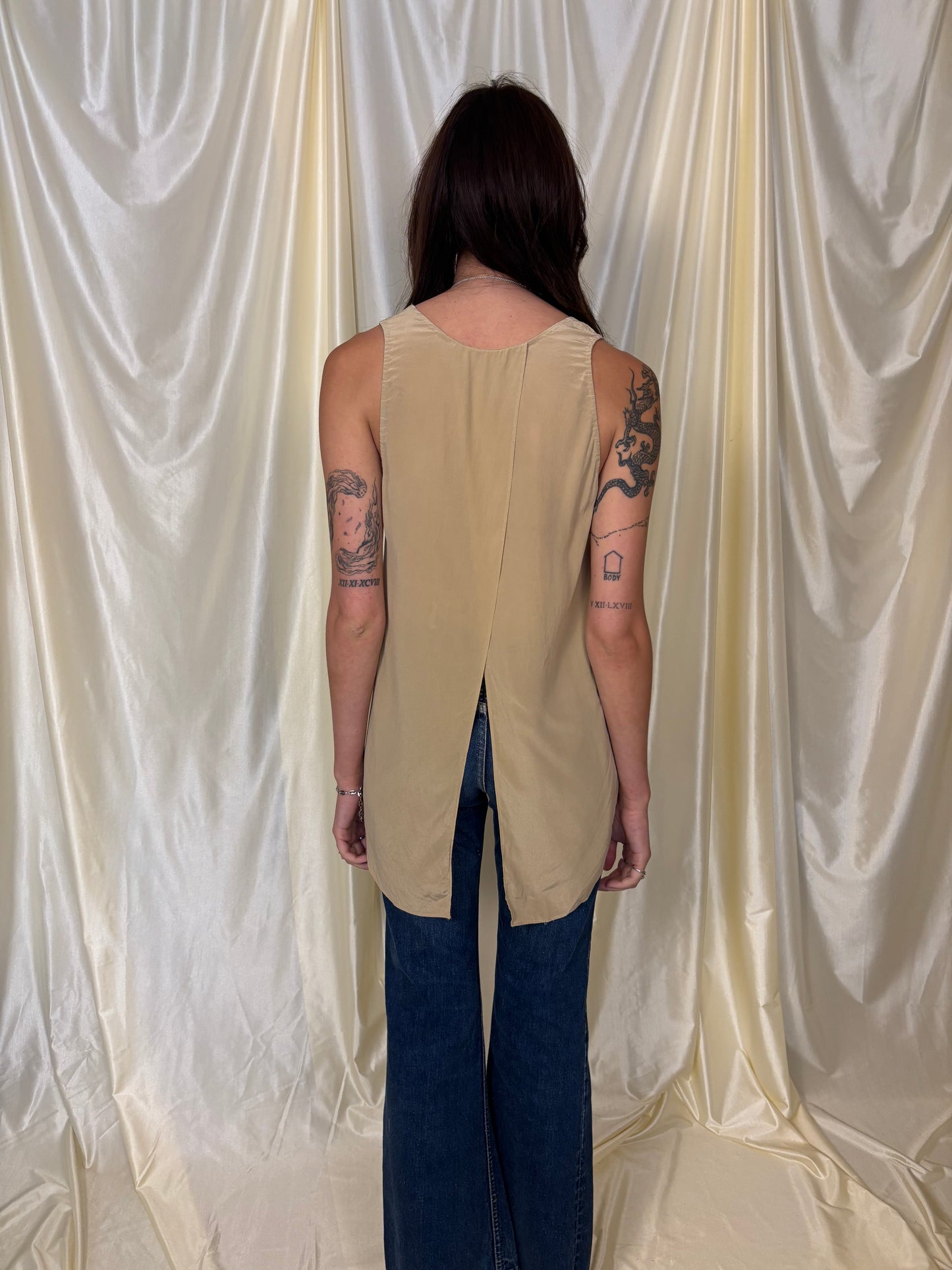 Silk split back tank