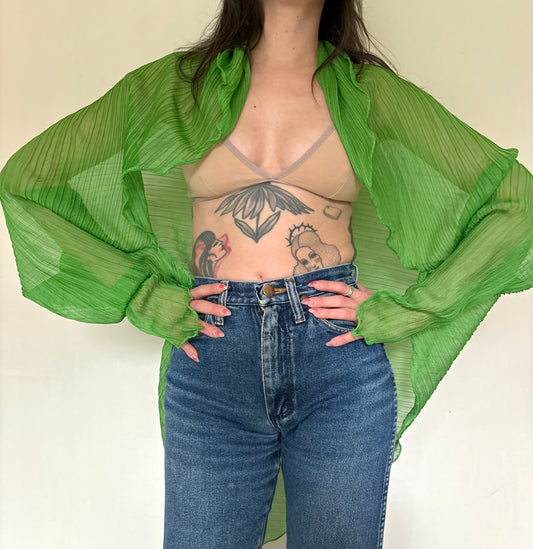 Sheer green mesh shawl